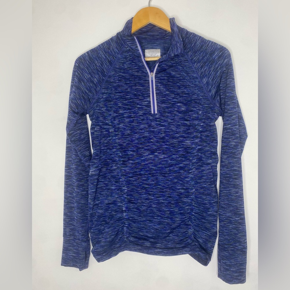 Athleta Space Dye Blue 1/4 Zip Pullover, Size M